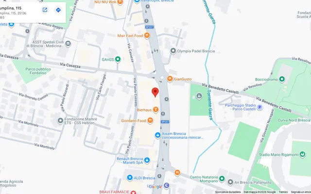 Mappa di Google Maps centrata sullo studio in Via Triumplina 115, Brescia